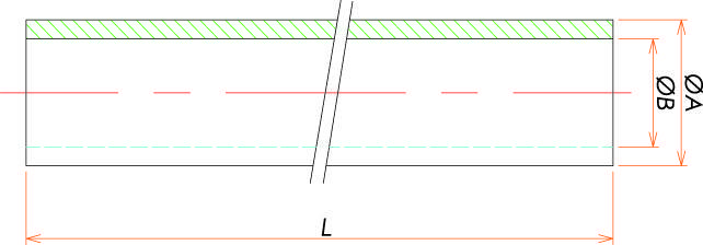 BA管 1インチ 1.24t L=2000 寸法画像